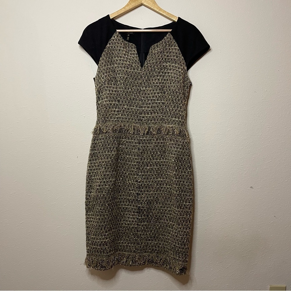 Escada Jersey Sleeve Tweed Sheath Dress